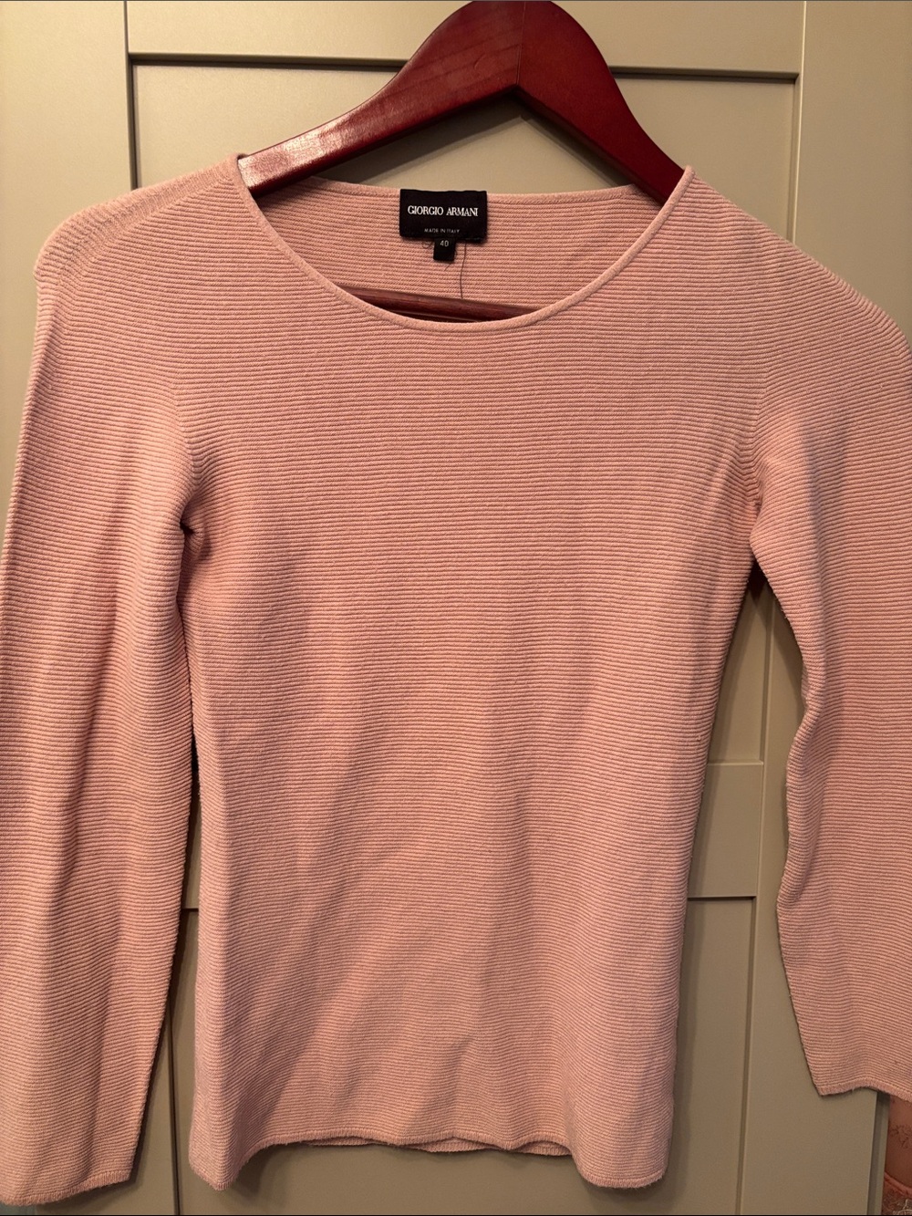 Giorgio Armani Dusty Rose Ribbed Crewneck Sweater